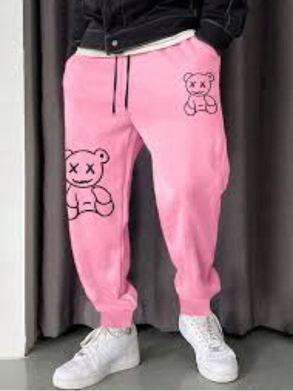 Manfinity Homme Bear Graphic Pink Jogger Sweatpants Size Small Unisex
